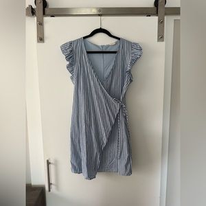 Blue and white striped dress